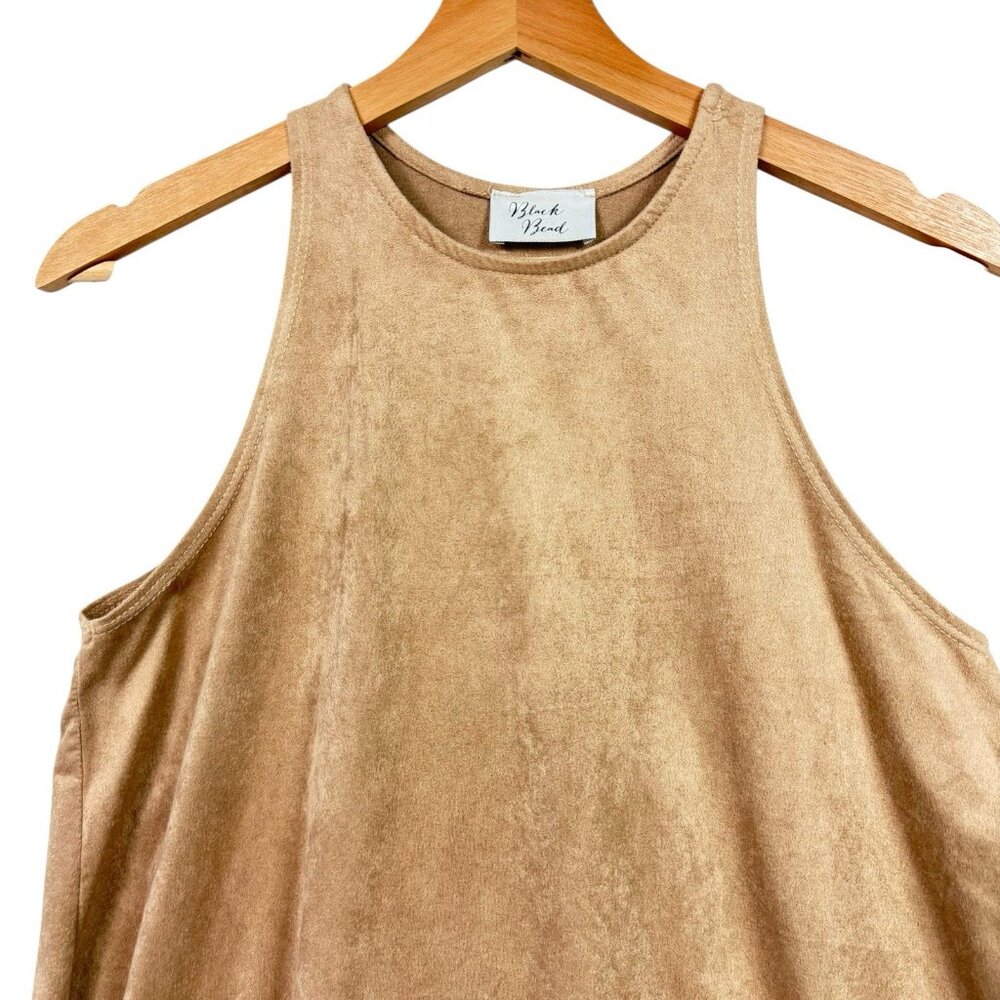 Black Bead Womens Faux Suede Fringe Sleeveless Tank Top Western Size S READ - Picture 2 of 7